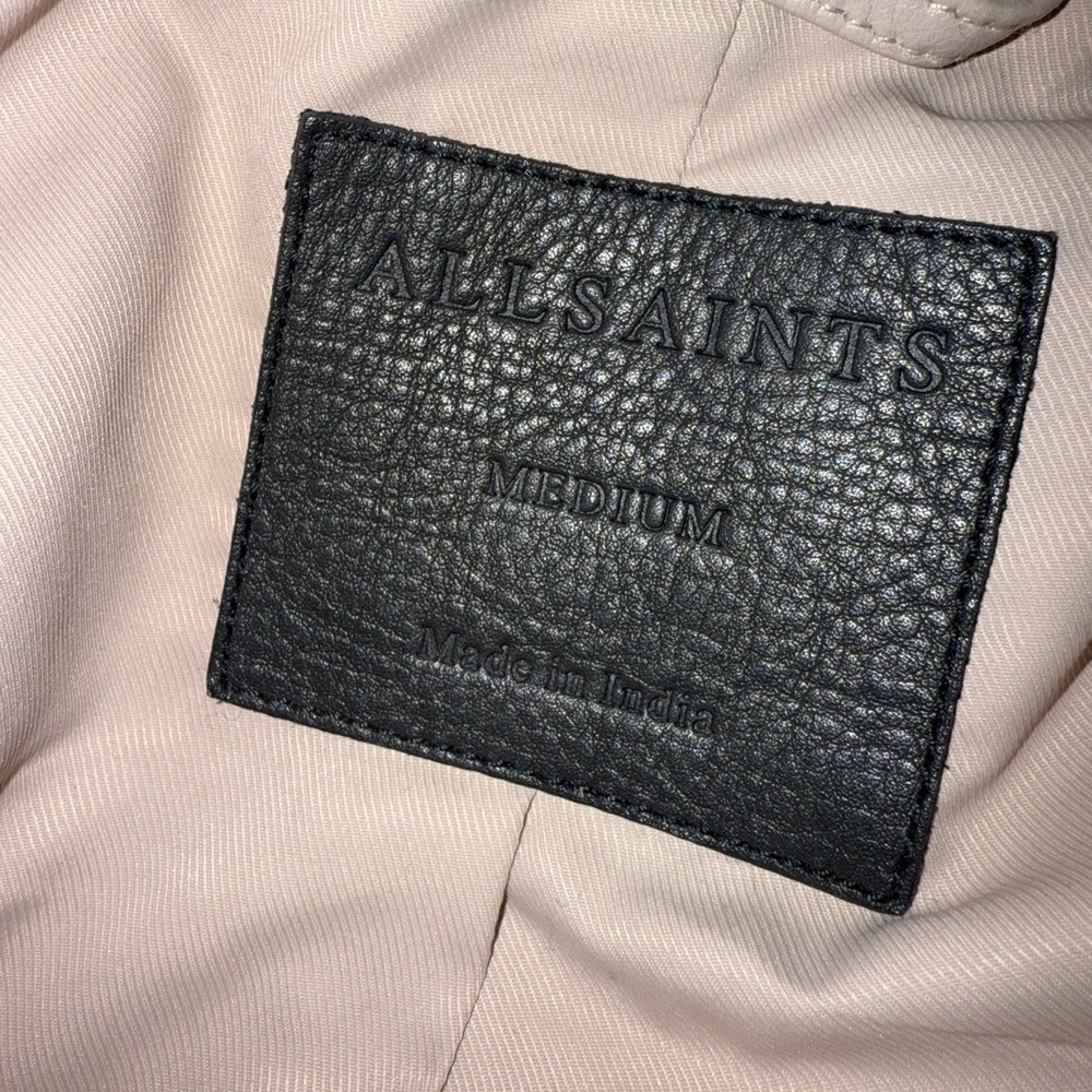 All Saints Blush Pink Balfern Leather Jacket - Picture 11 of 16